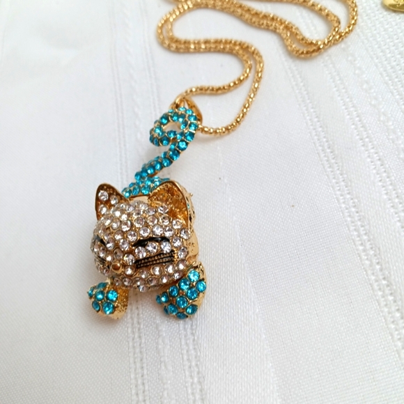 Betsey Johnson Totoro Kitty Cat Blue Rhinestones NWT NEW 26" Anime - Picture 6 of 8